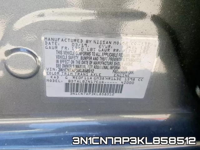 3N1CN7AP3KL858512 фото 2