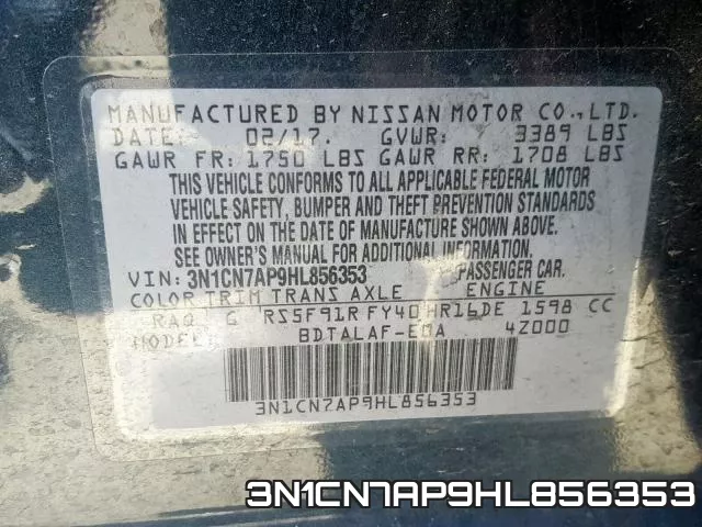 3N1CN7AP9HL856353 фото 2