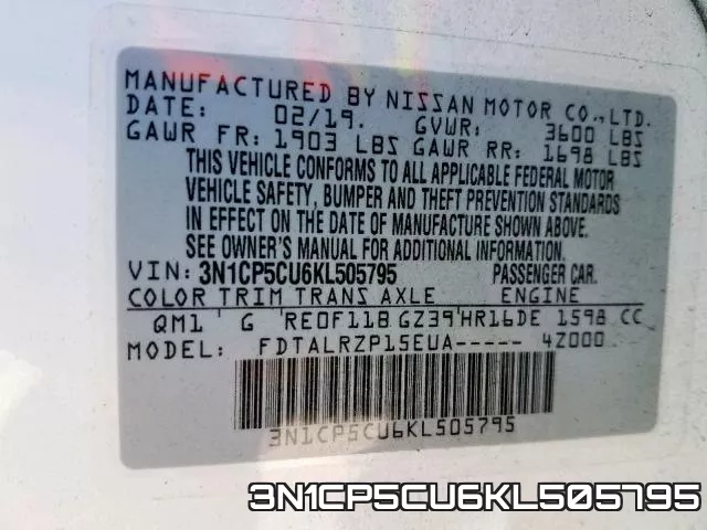 3N1CP5CU6KL505795 фото 2
