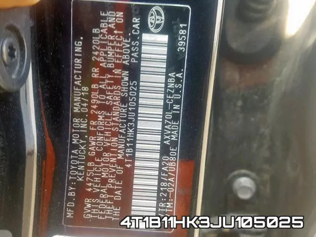 4T1B11HK3JU105025 фото 2