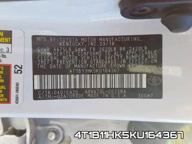 4T1B11HK5KU164367 фото 2