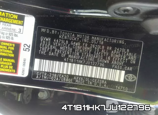 4T1B11HK7JU122796 фото 10