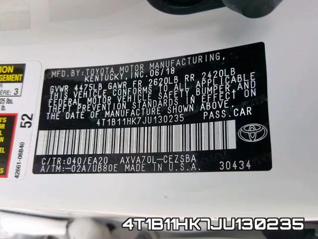 4T1B11HK7JU130235 фото 2