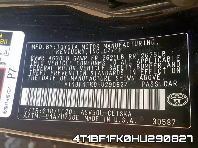 4T1BF1FK0HU290827 фото 2