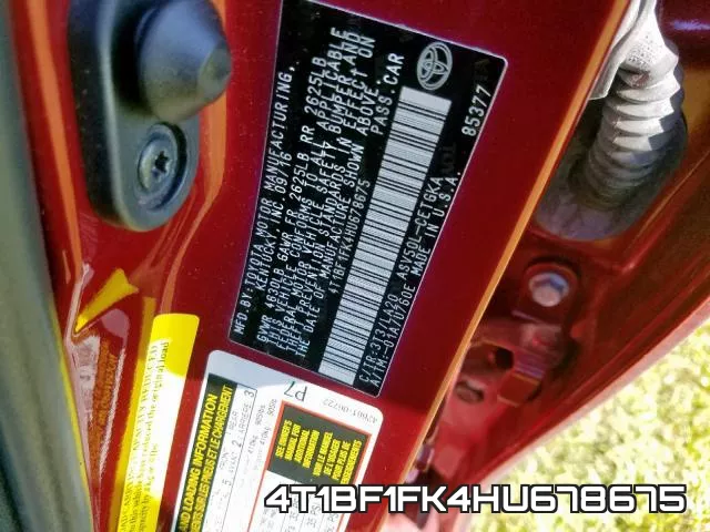 4T1BF1FK4HU678675 фото 2