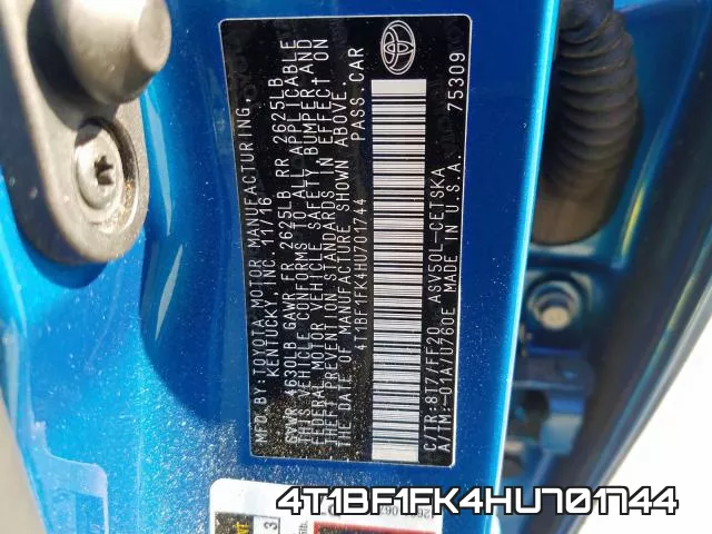 4T1BF1FK4HU701744 фото 2