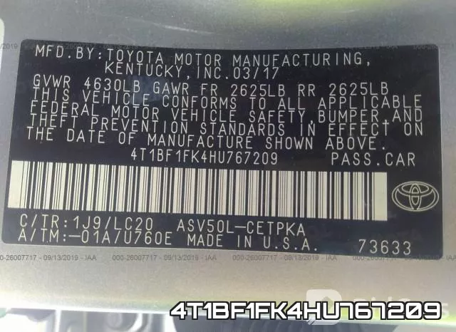 4T1BF1FK4HU767209 фото 10