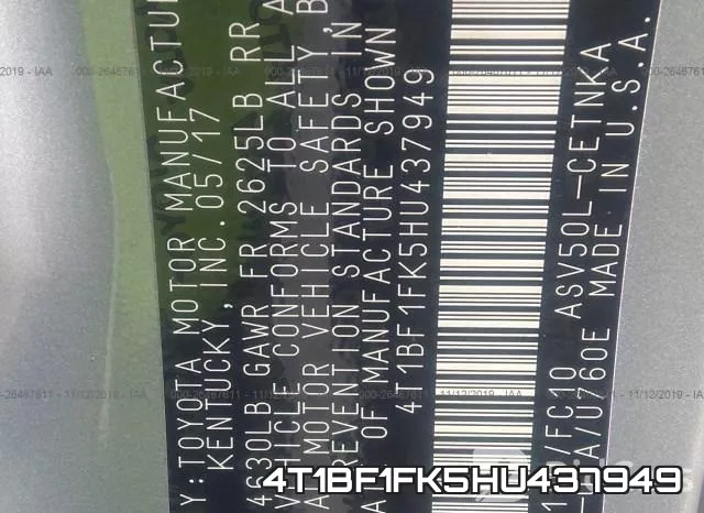4T1BF1FK5HU437949 фото 10