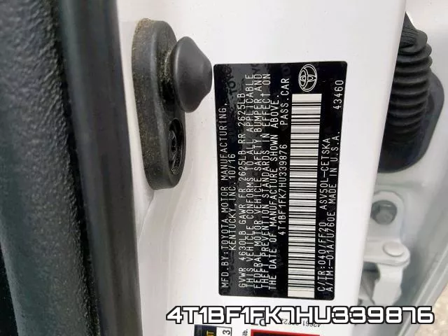 4T1BF1FK7HU339876 фото 2