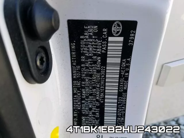 4T1BK1EB2HU243022 фото 2