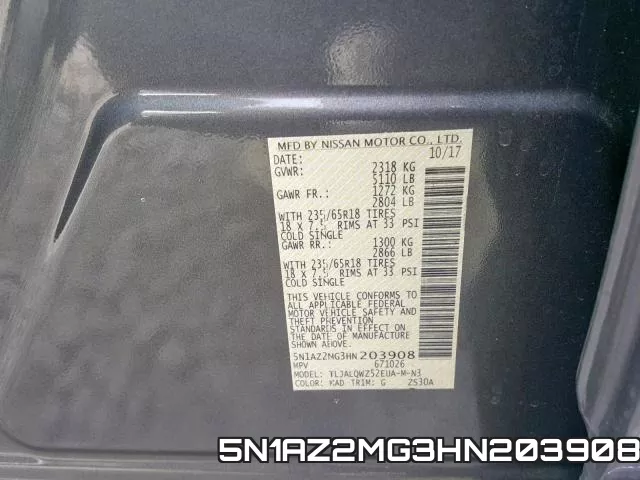 5N1AZ2MG3HN203908 фото 2