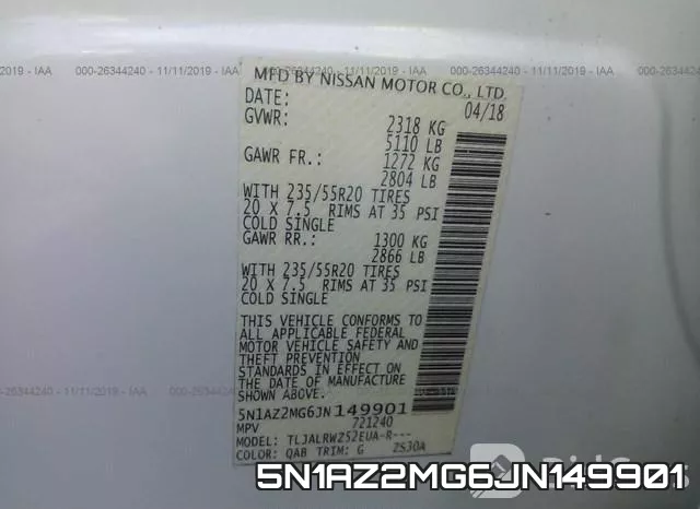 5N1AZ2MG6JN149901 фото 10