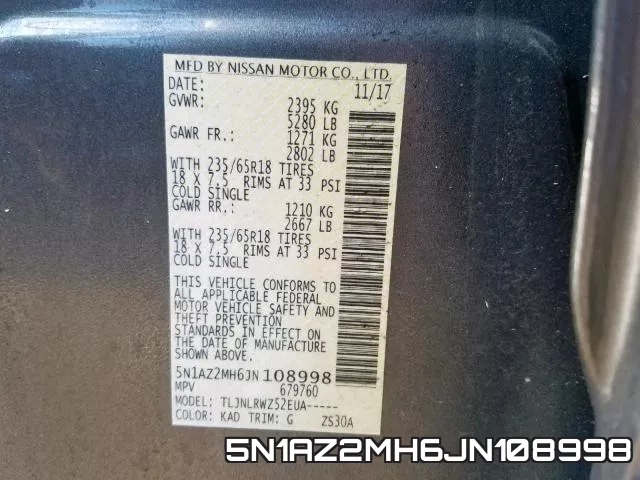 5N1AZ2MH6JN108998 фото 2