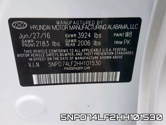 5NPD74LF2HH101530 фото 2