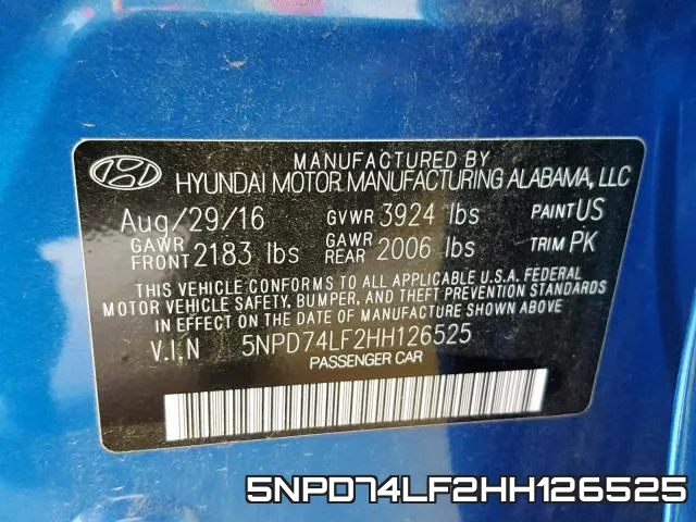 5NPD74LF2HH126525 фото 2