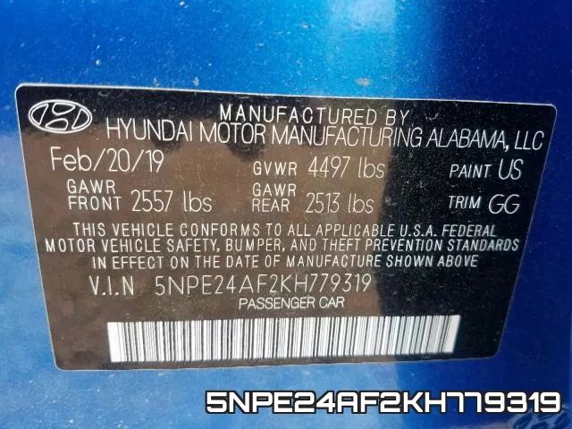5NPE24AF2KH779319 фото 2