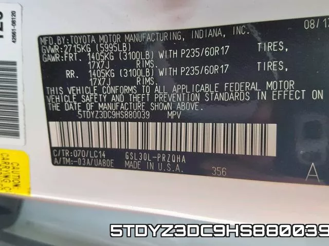 5TDYZ3DC9HS880039 фото 2