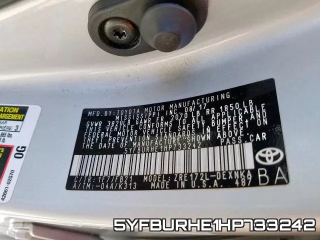 5YFBURHE1HP733242 фото 2