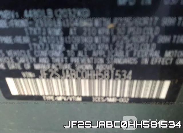 JF2SJABC0HH581534 фото 10