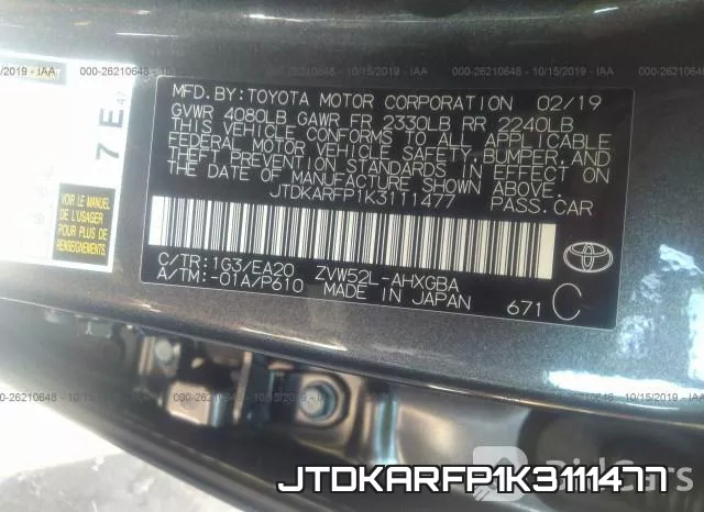 JTDKARFP1K3111477 фото 9