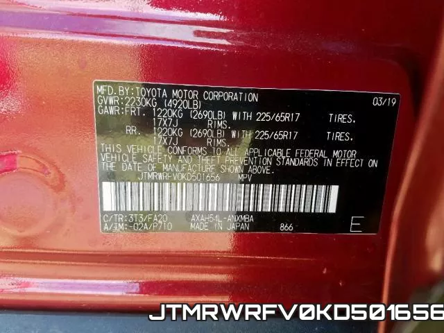 JTMRWRFV0KD501656 фото 2