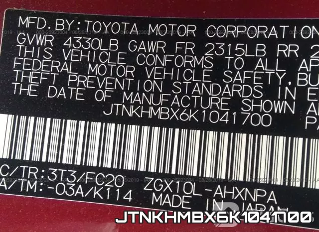 JTNKHMBX6K1041700 фото 10