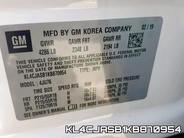 KL4CJASB1KB870954 фото 2