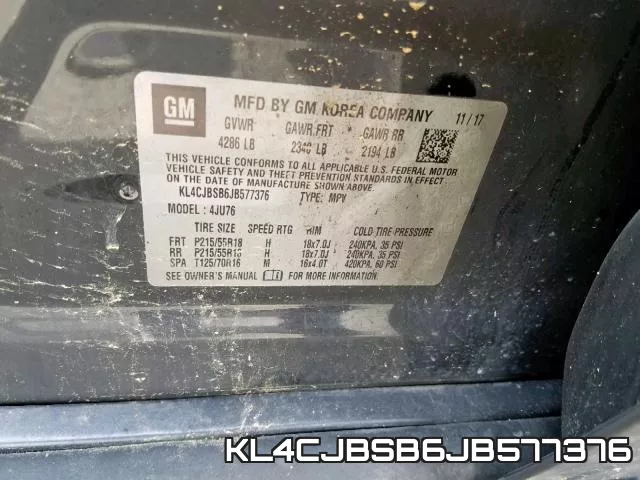KL4CJBSB6JB577376 фото 2
