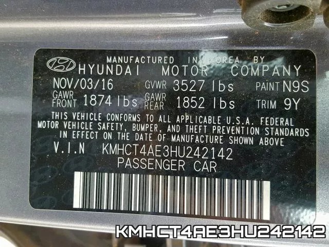 KMHCT4AE3HU242142 фото 2