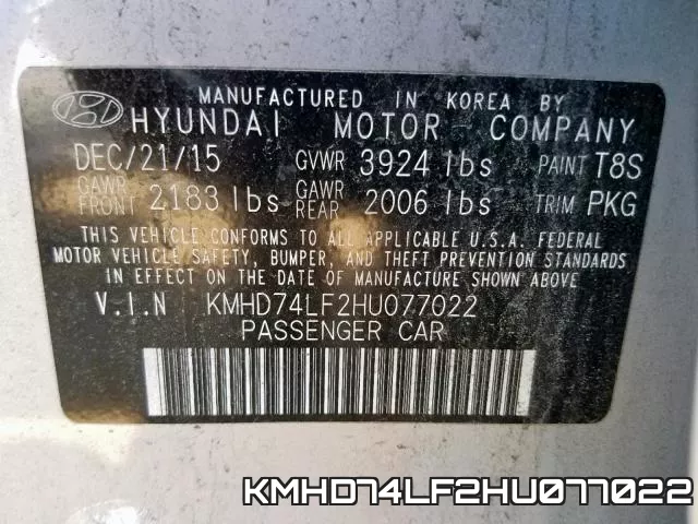 KMHD74LF2HU077022 фото 2