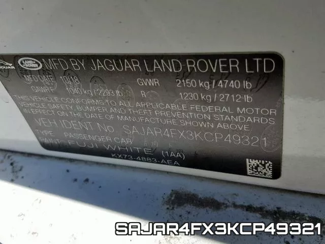 SAJAR4FX3KCP49321 фото 2