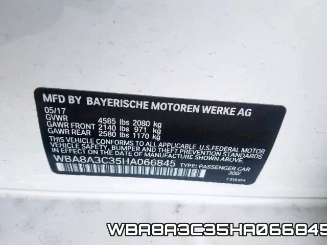 WBA8A3C35HA066845 фото 2