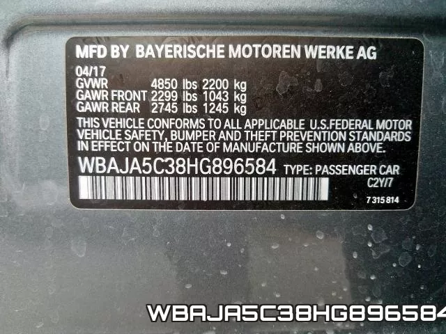 WBAJA5C38HG896584 фото 2