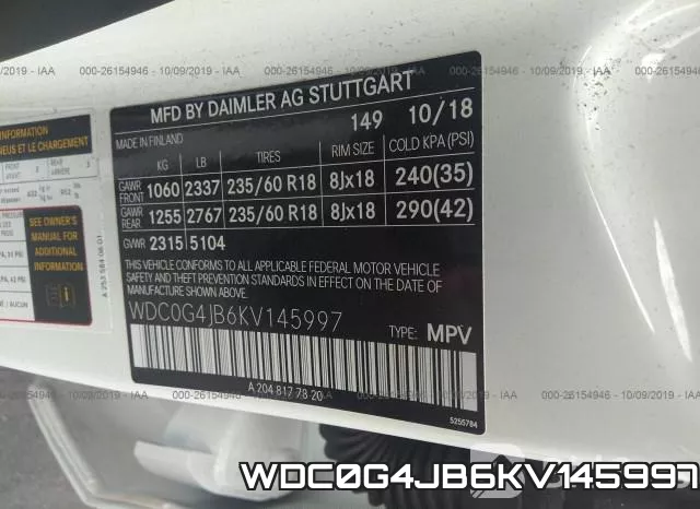 WDC0G4JB6KV145997 фото 10