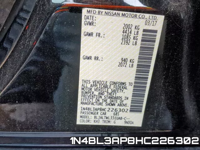 1N4BL3AP8HC226302 фото 2