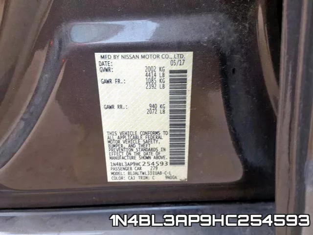 1N4BL3AP9HC254593 фото 2