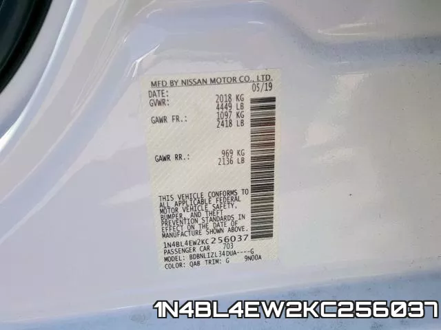 1N4BL4EW2KC256037 фото 2