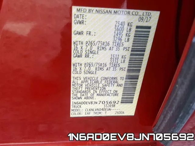 1N6AD0EV8JN705692 фото 2