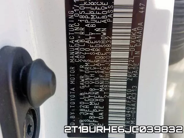 2T1BURHE6JC039832 фото 2