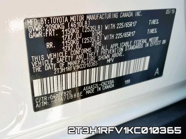 2T3H1RFV1KC010365 фото 2