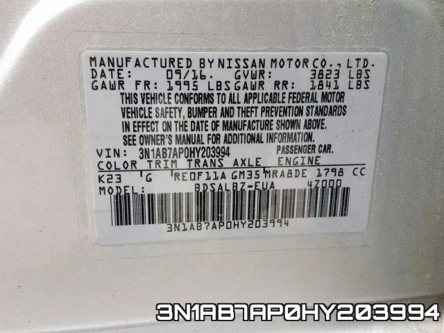 3N1AB7AP0HY203994 фото 2