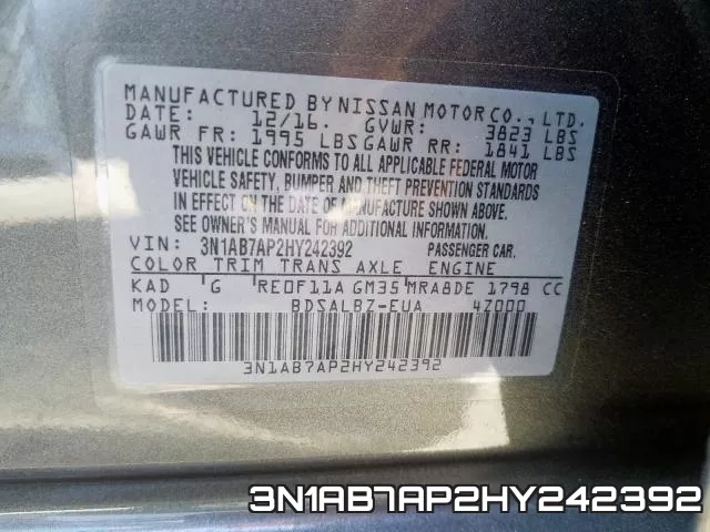 3N1AB7AP2HY242392 фото 2