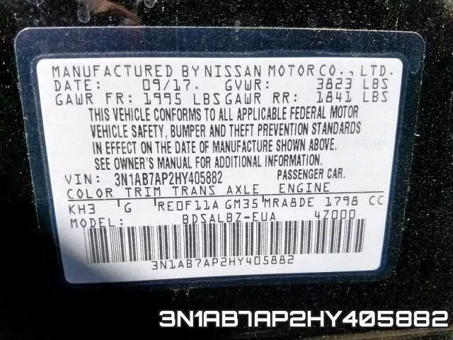 3N1AB7AP2HY405882 фото 2