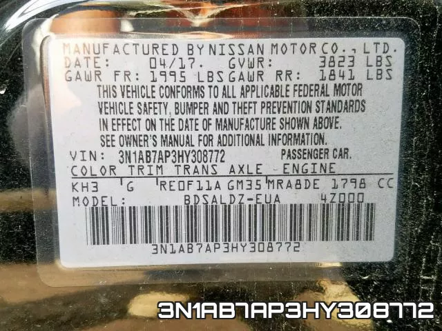 3N1AB7AP3HY308772 фото 2