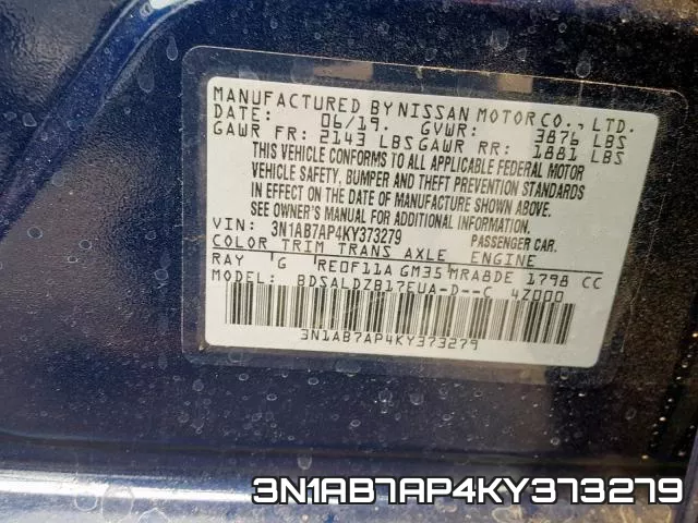 3N1AB7AP4KY373279 фото 2