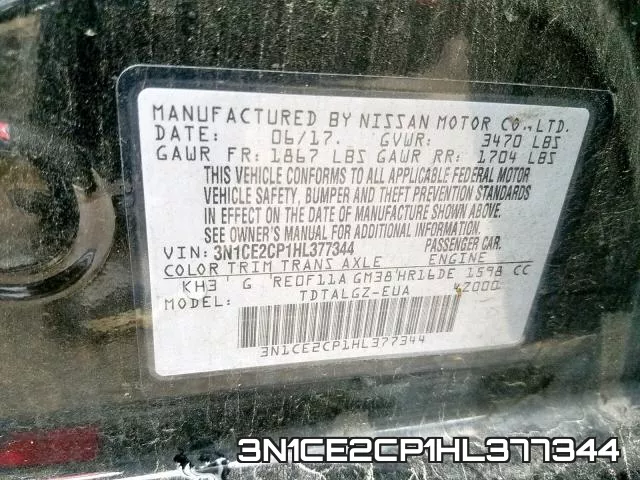 3N1CE2CP1HL377344 фото 2