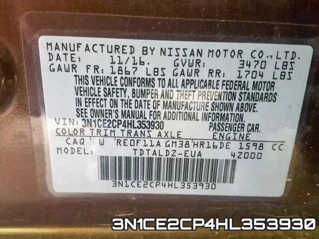 3N1CE2CP4HL353930 фото 2