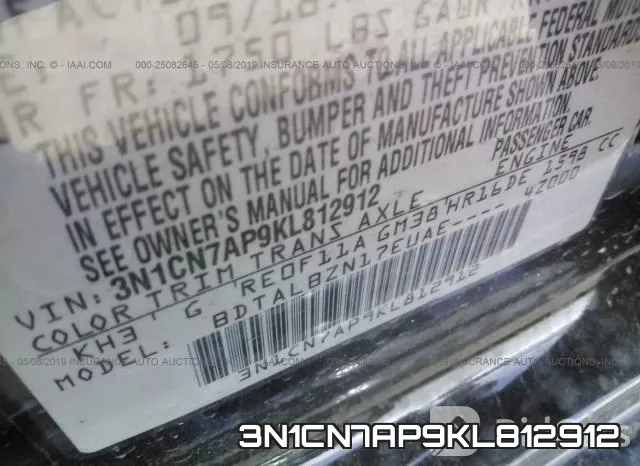 3N1CN7AP9KL812912 фото 9