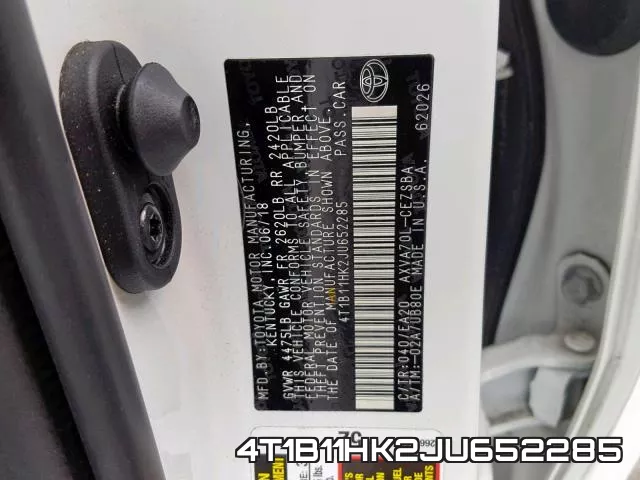 4T1B11HK2JU652285 фото 2