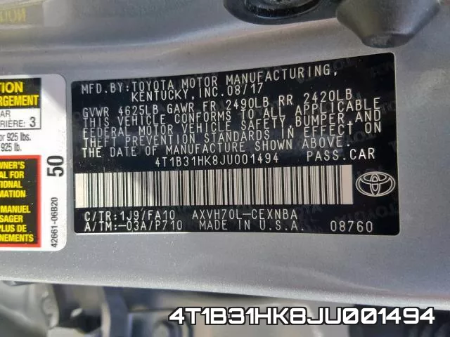4T1B31HK8JU001494 фото 2